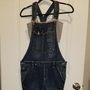 Denim utility overalls w/ bralette